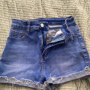 High waisted jean shorts